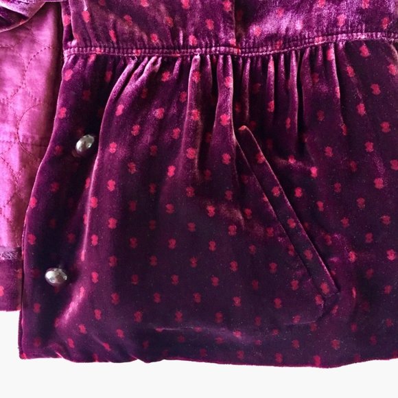 Anthropologie - Elevenses - Velvet Peplum Jacket - Swiss Dot Print - Wine - 4 - Picture 11 of 12